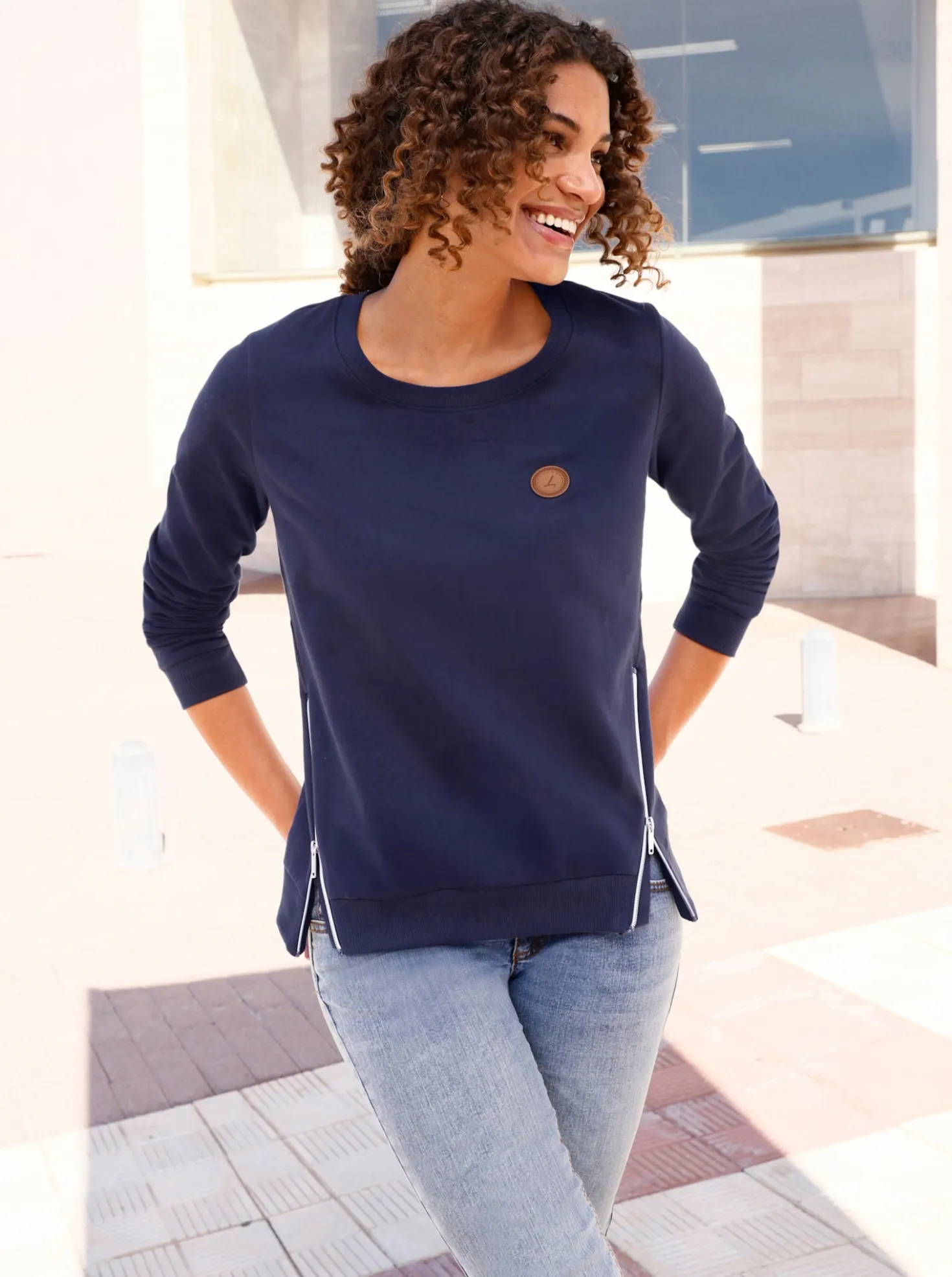 Sweatshirt mit Rippbündchen