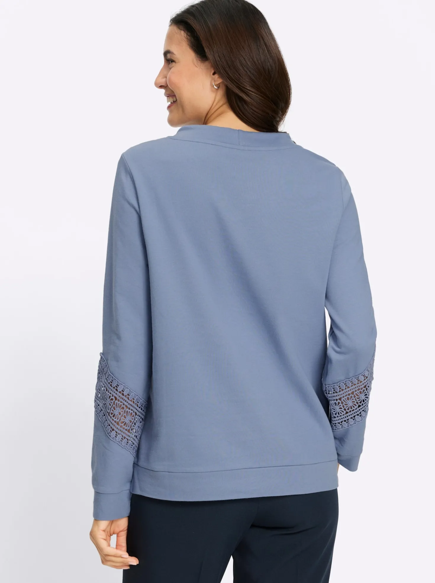 Sweatshirt mit Spitzeneinsatz