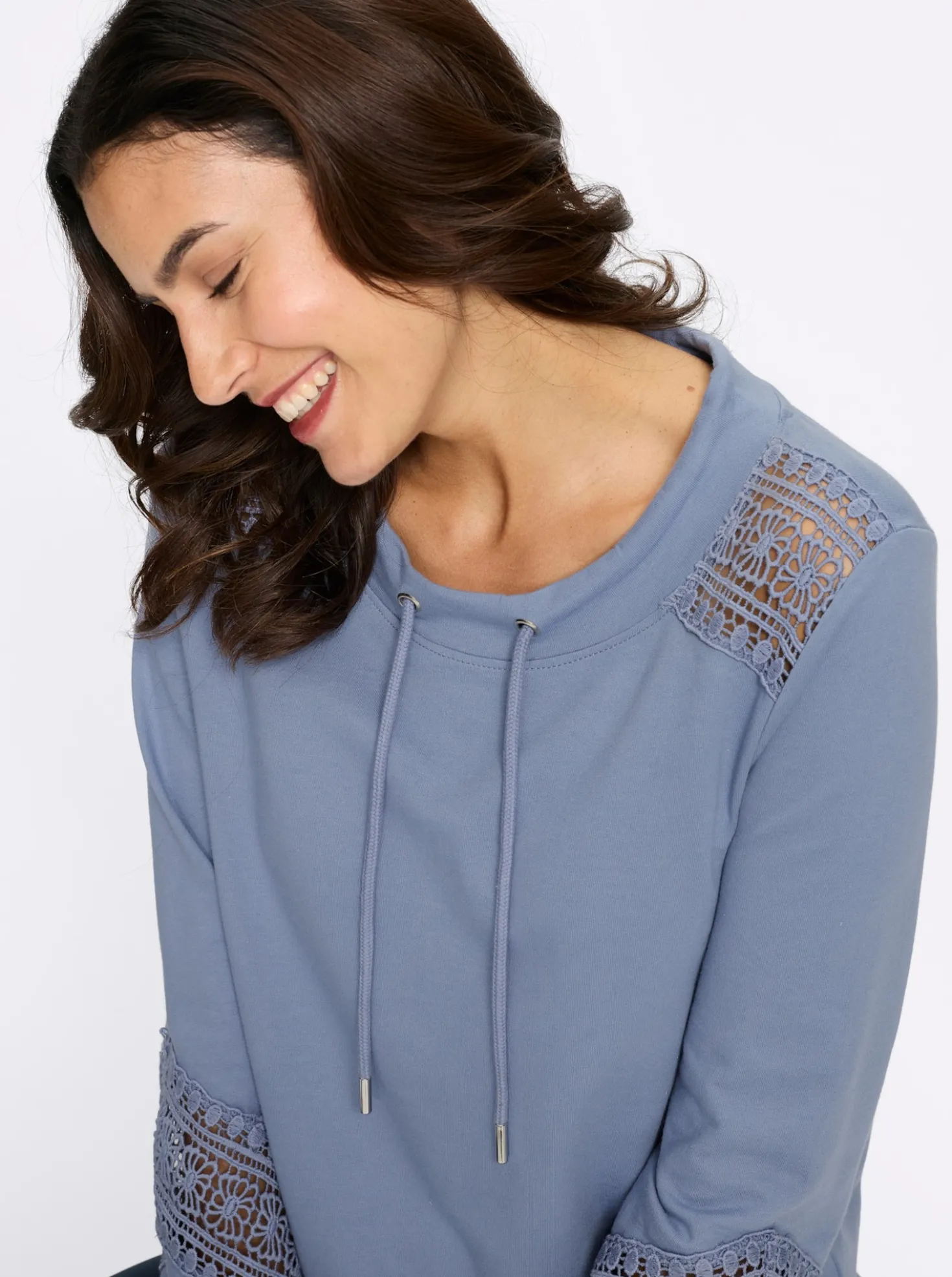 Sweatshirt mit Spitzeneinsatz