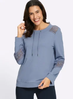 Sweatshirt mit Spitzeneinsatz
