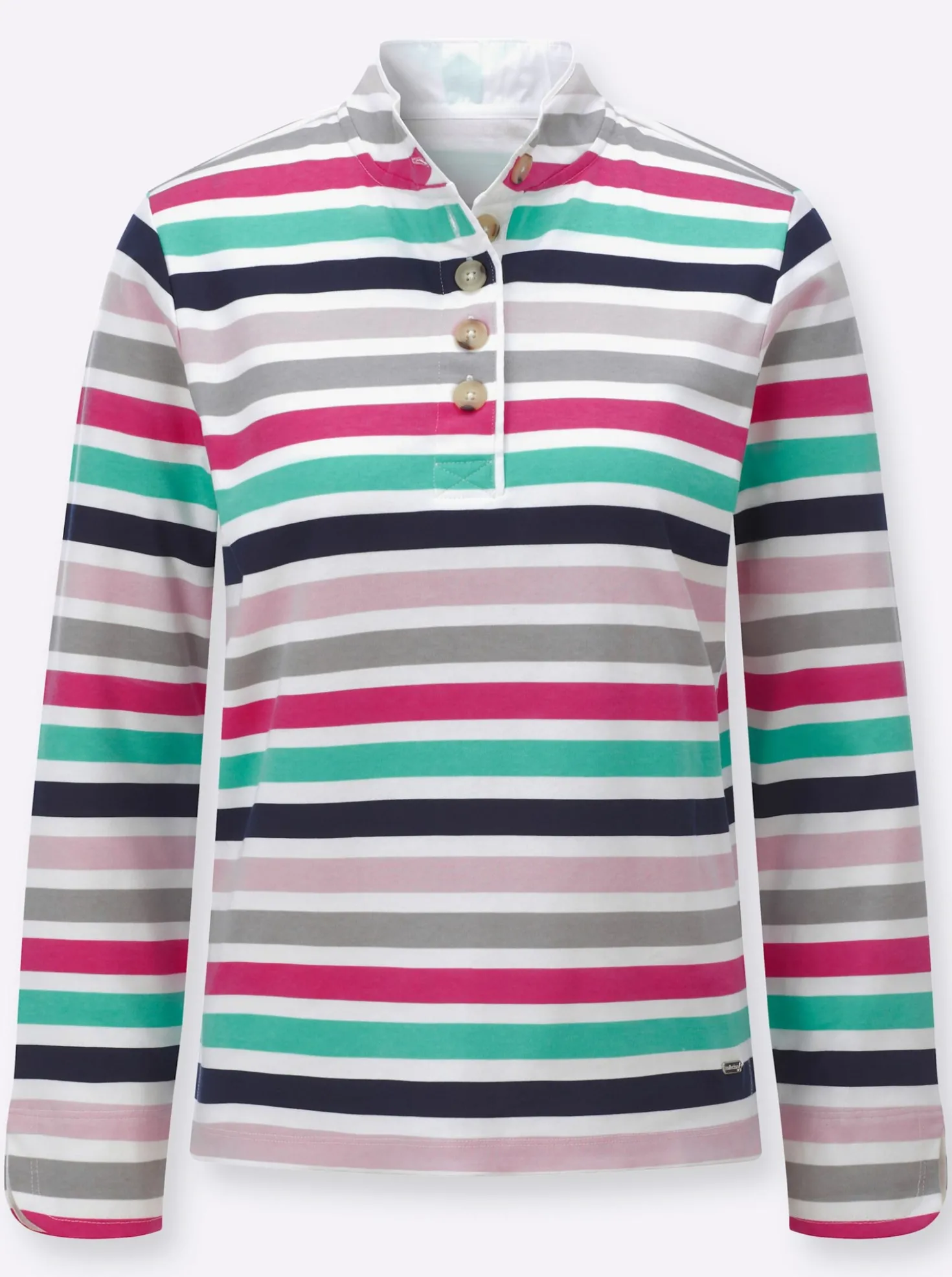 Sweatshirt mit Stehkragen, gestreift