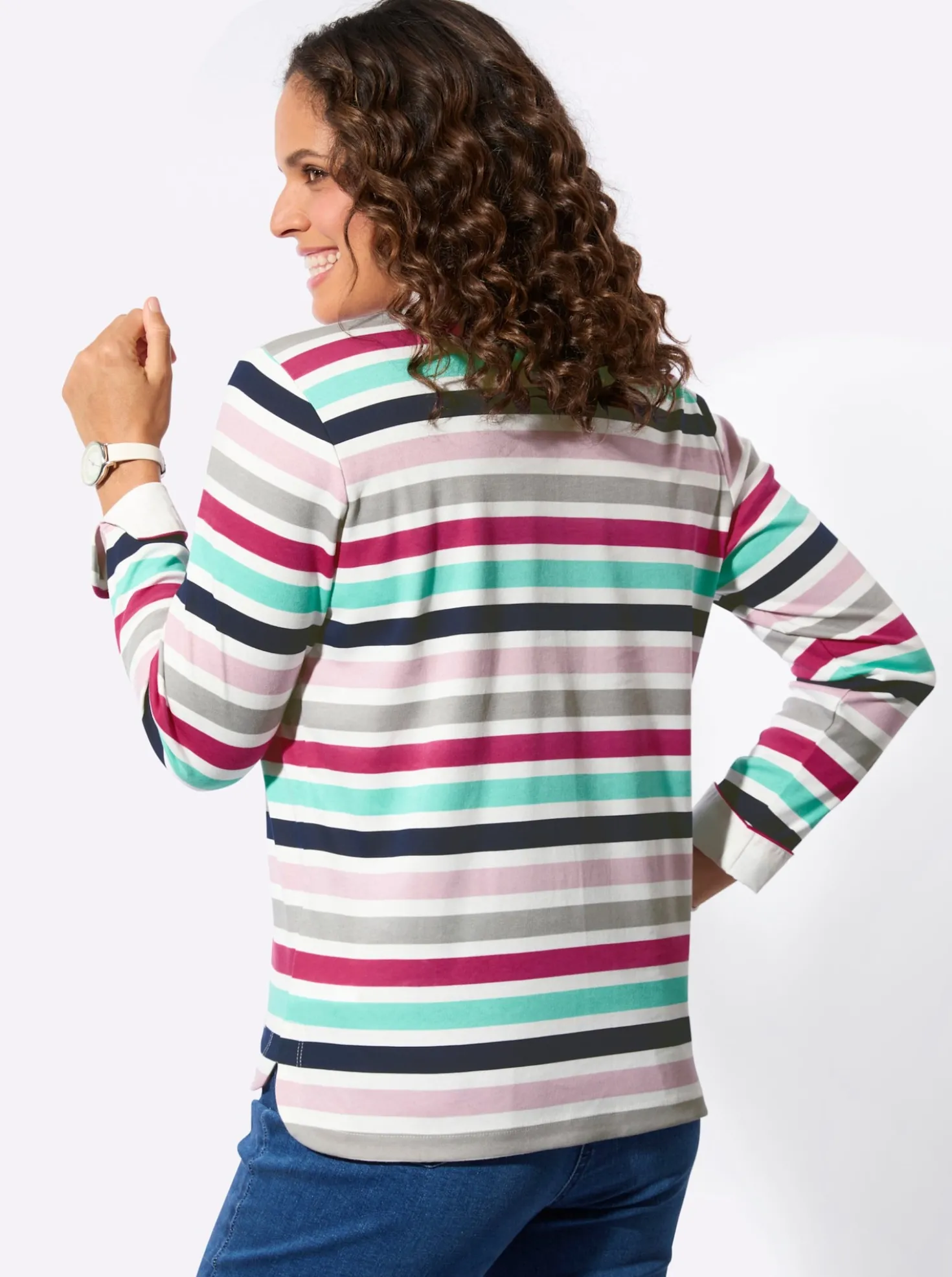Sweatshirt mit Stehkragen, gestreift