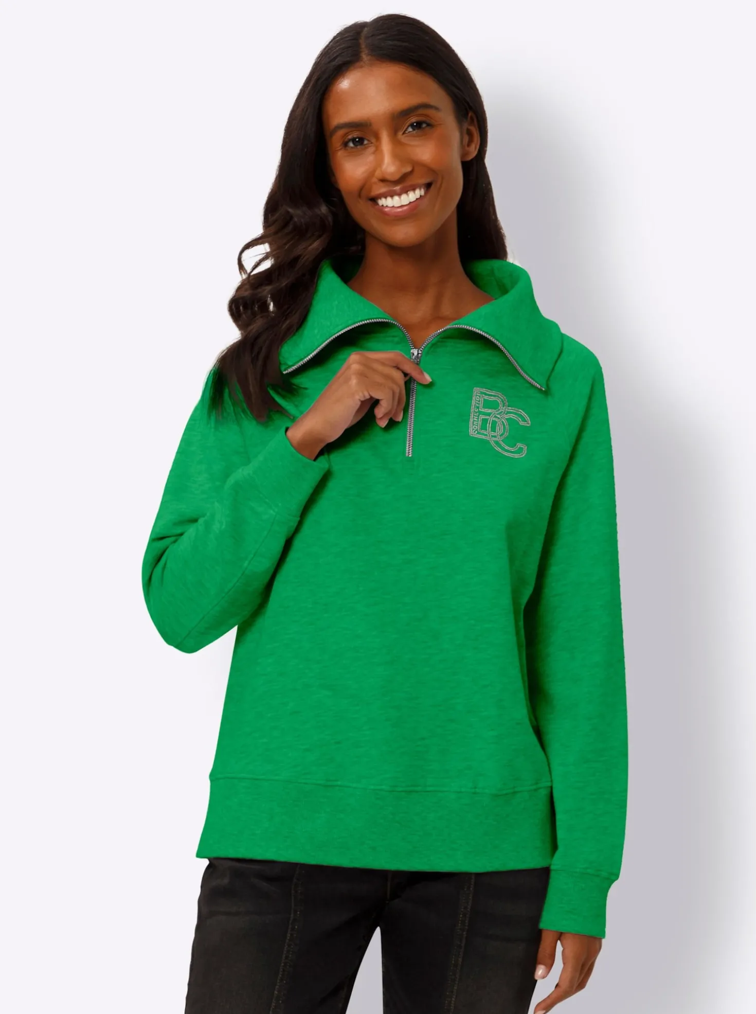 Sweatshirt mit Troyer-Kragen