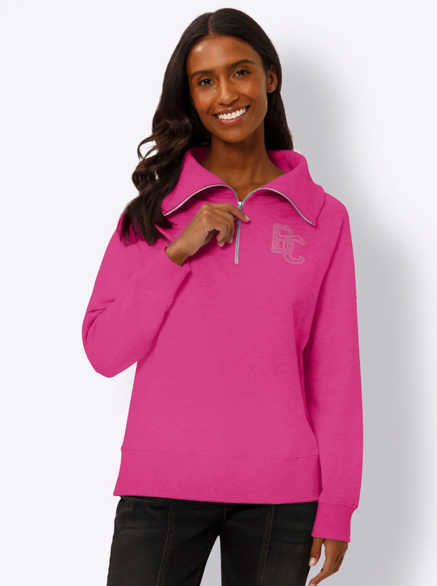 Sweatshirt mit Troyer-Kragen