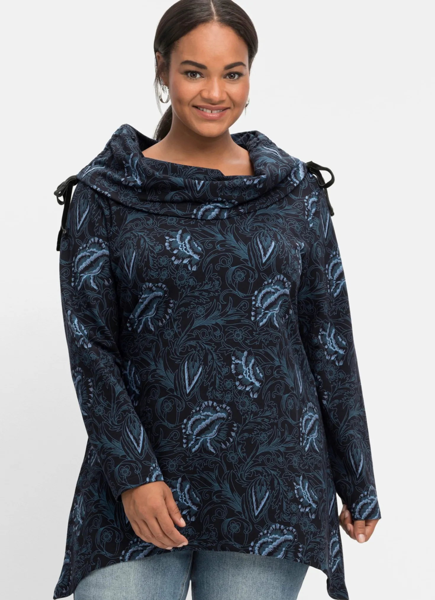 Sweatshirt mit weitem Schalkragen
