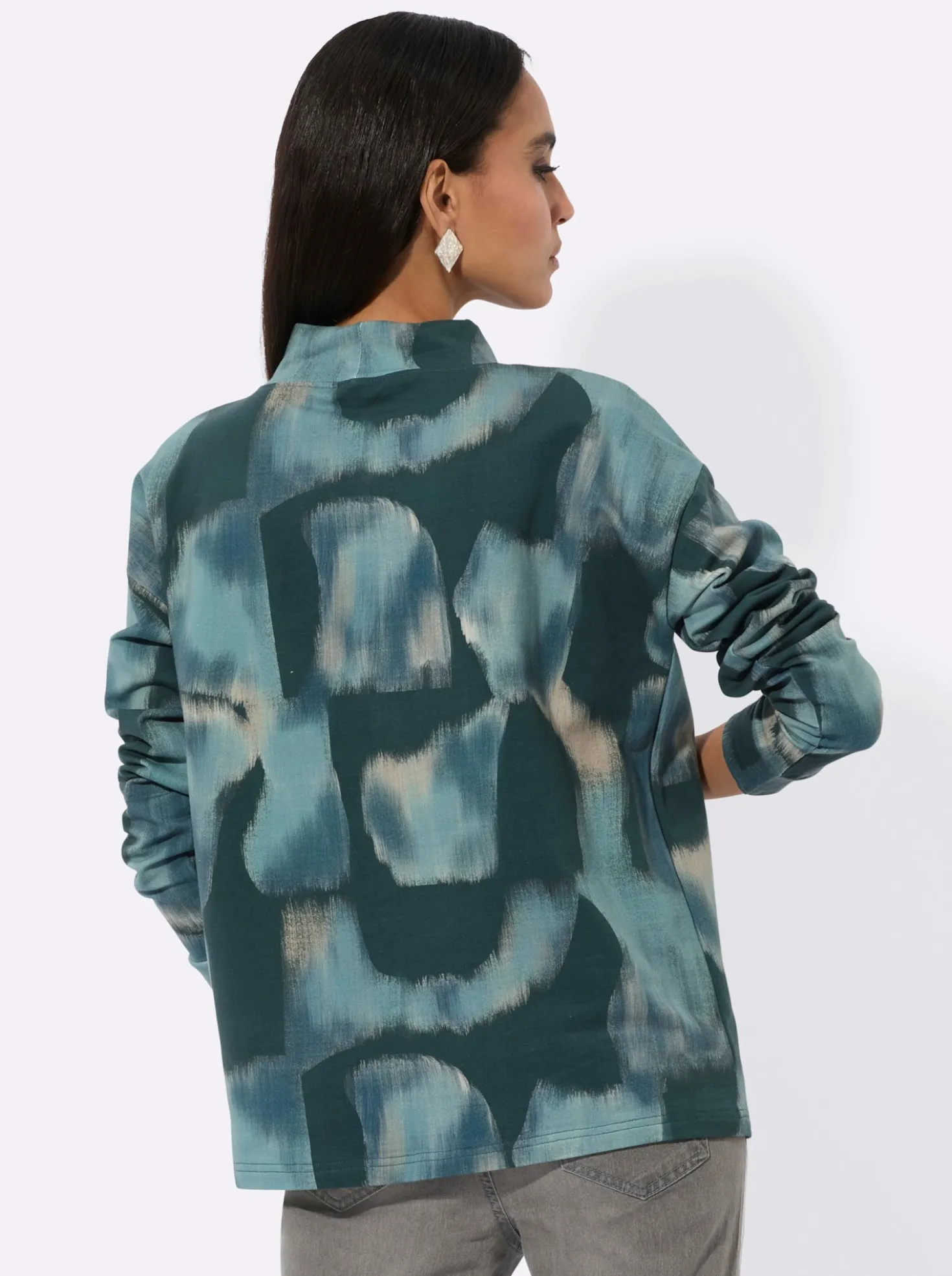 Sweatshirt mit weitenregulierbarem Kragen