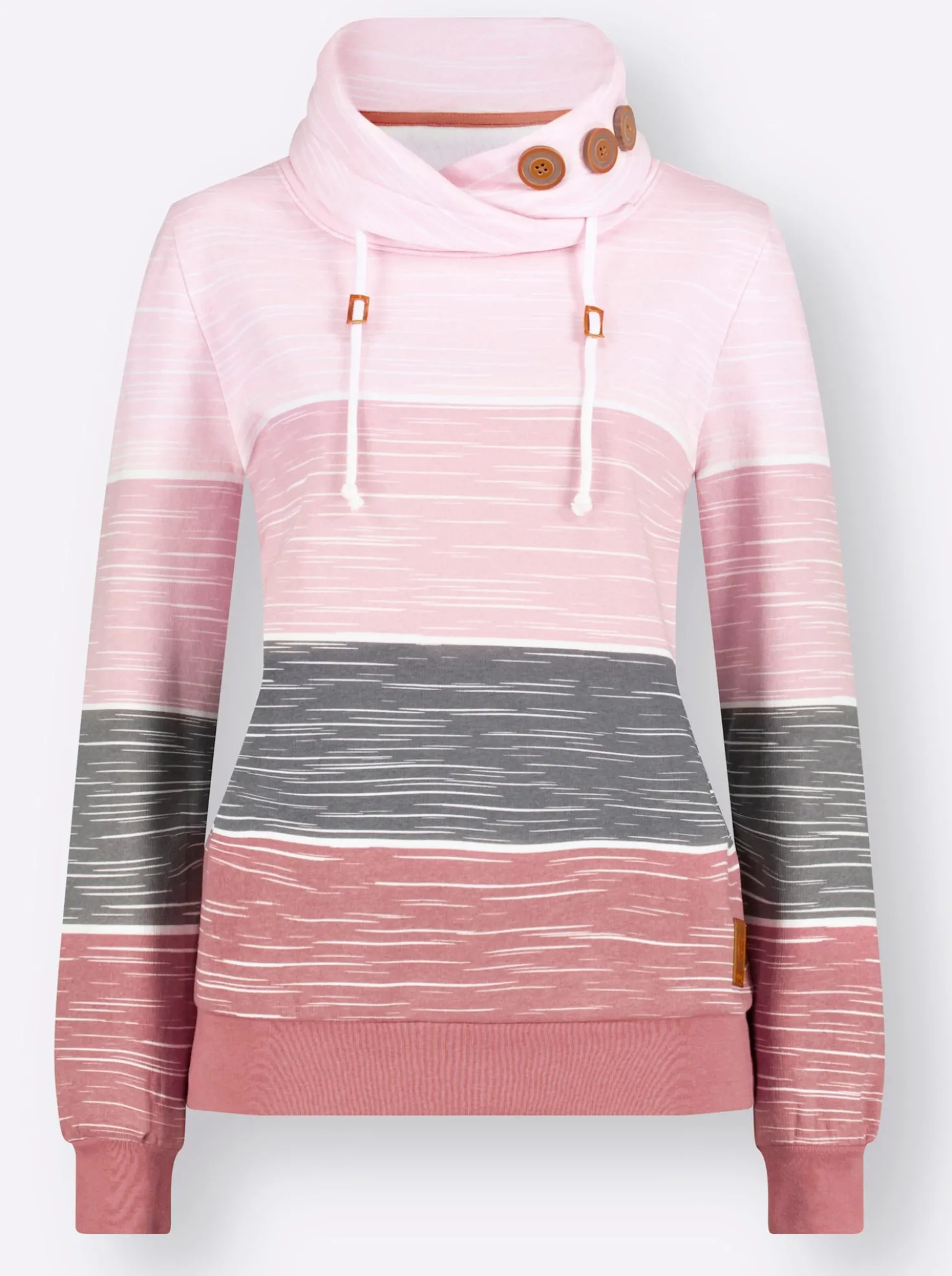 Sweatshirt mit Zierknöpfen am Kragen