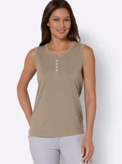 Tanktop mit Knöpfen in Perlmutt-Optik