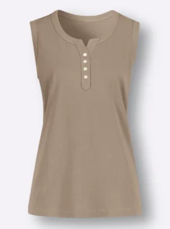 Tanktop mit Knöpfen in Perlmutt-Optik