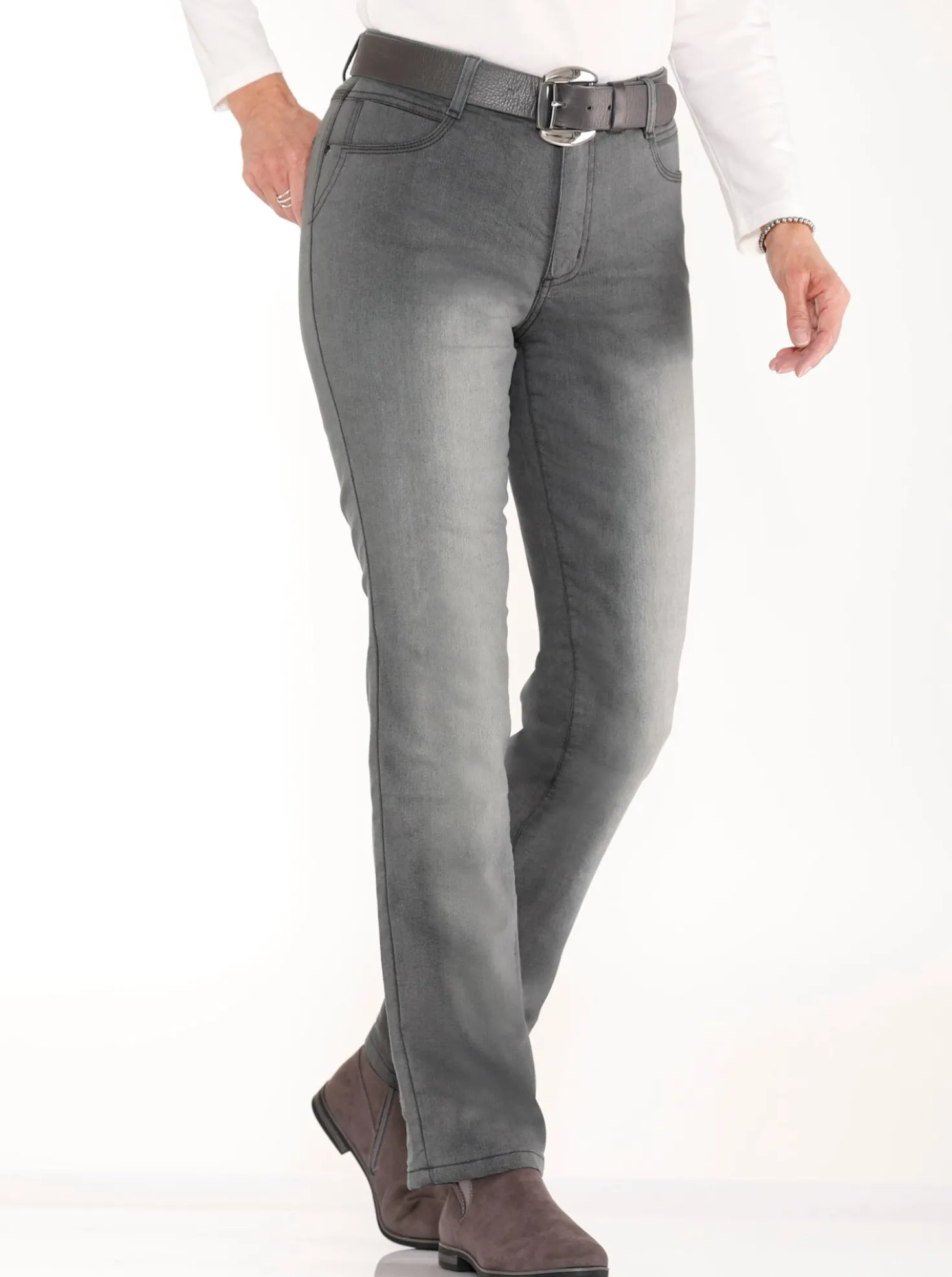 Thermojeans mit kariertem Futter