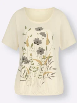 T-Shirt mit Blumen-Druck im Vorderteil