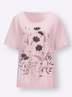 T-Shirt mit Blumen-Druck im Vorderteil