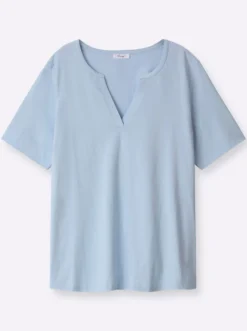 T-Shirt mit offenem V-Schlitz