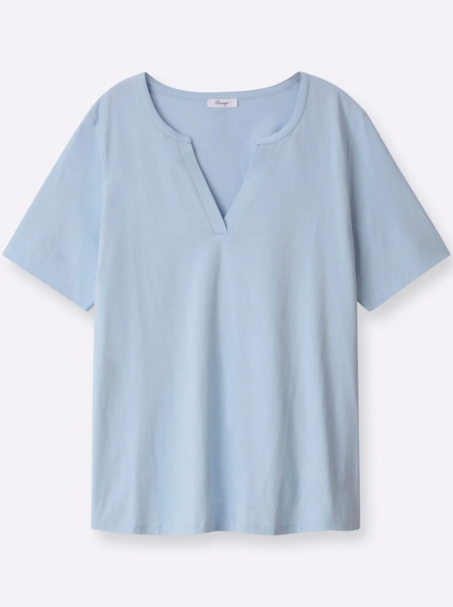 T-Shirt mit offenem V-Schlitz