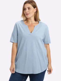 T-Shirt mit offenem V-Schlitz