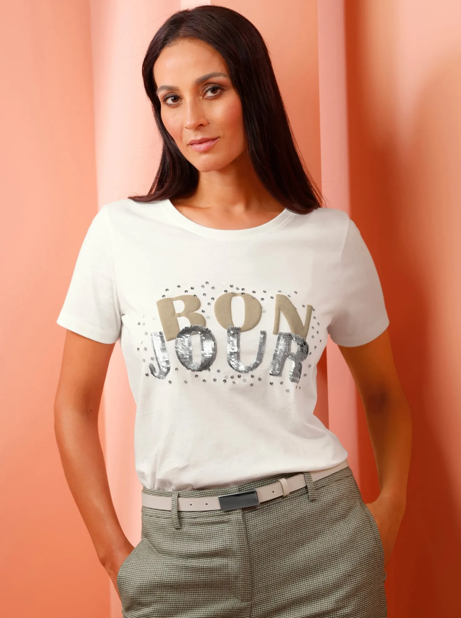 T-Shirt mit Pailletten