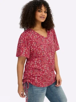 T-Shirt mit seitlicher Raffung