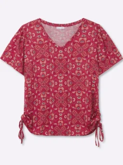 T-Shirt mit seitlicher Raffung