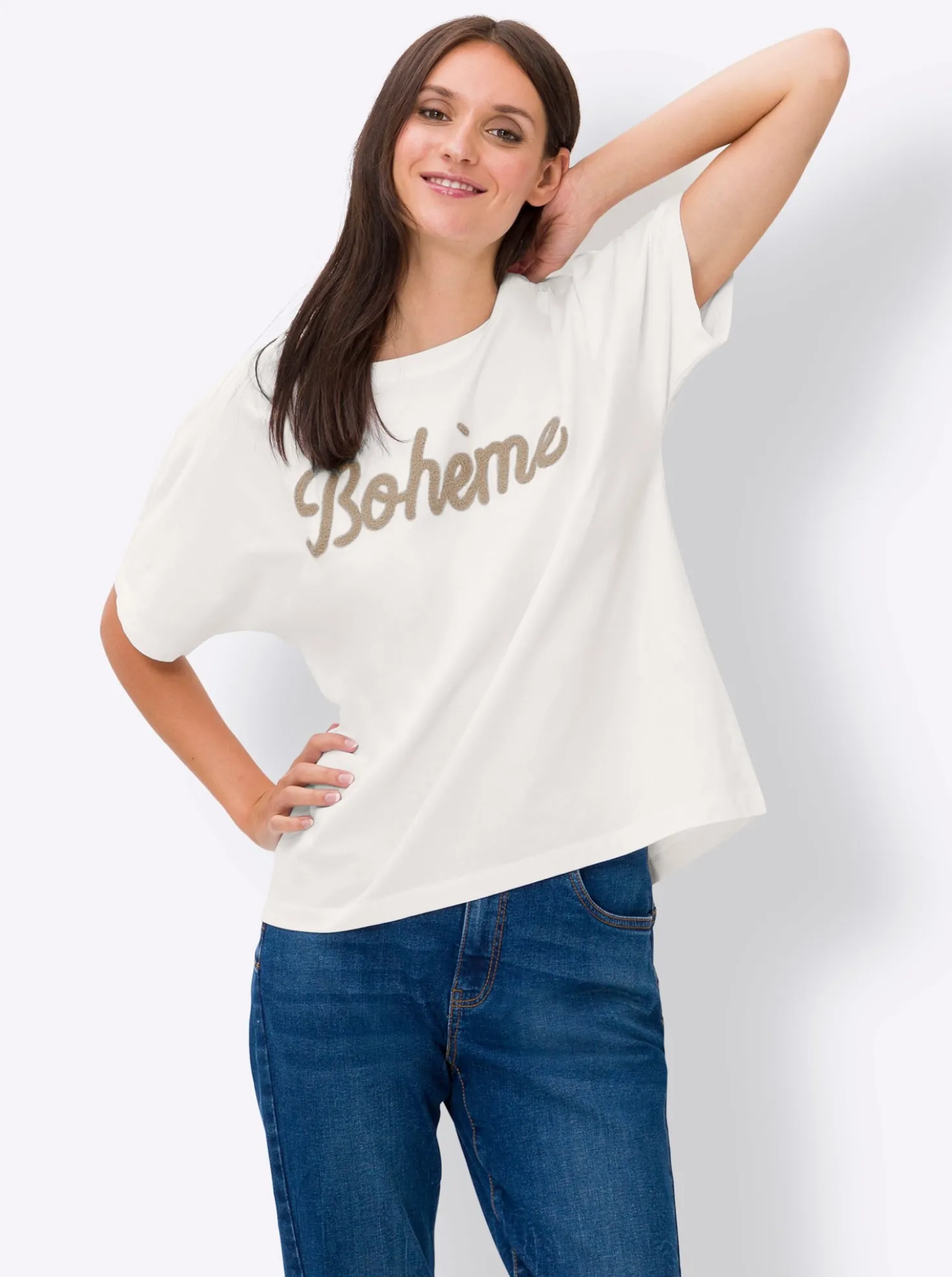 T-Shirt mit Stickerei-Schriftzug