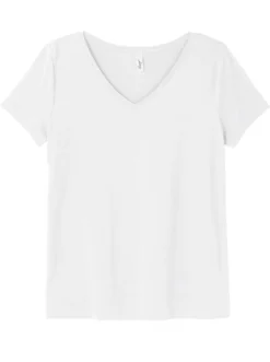 T-Shirt mit V-Ausschnitt, Rippqualität