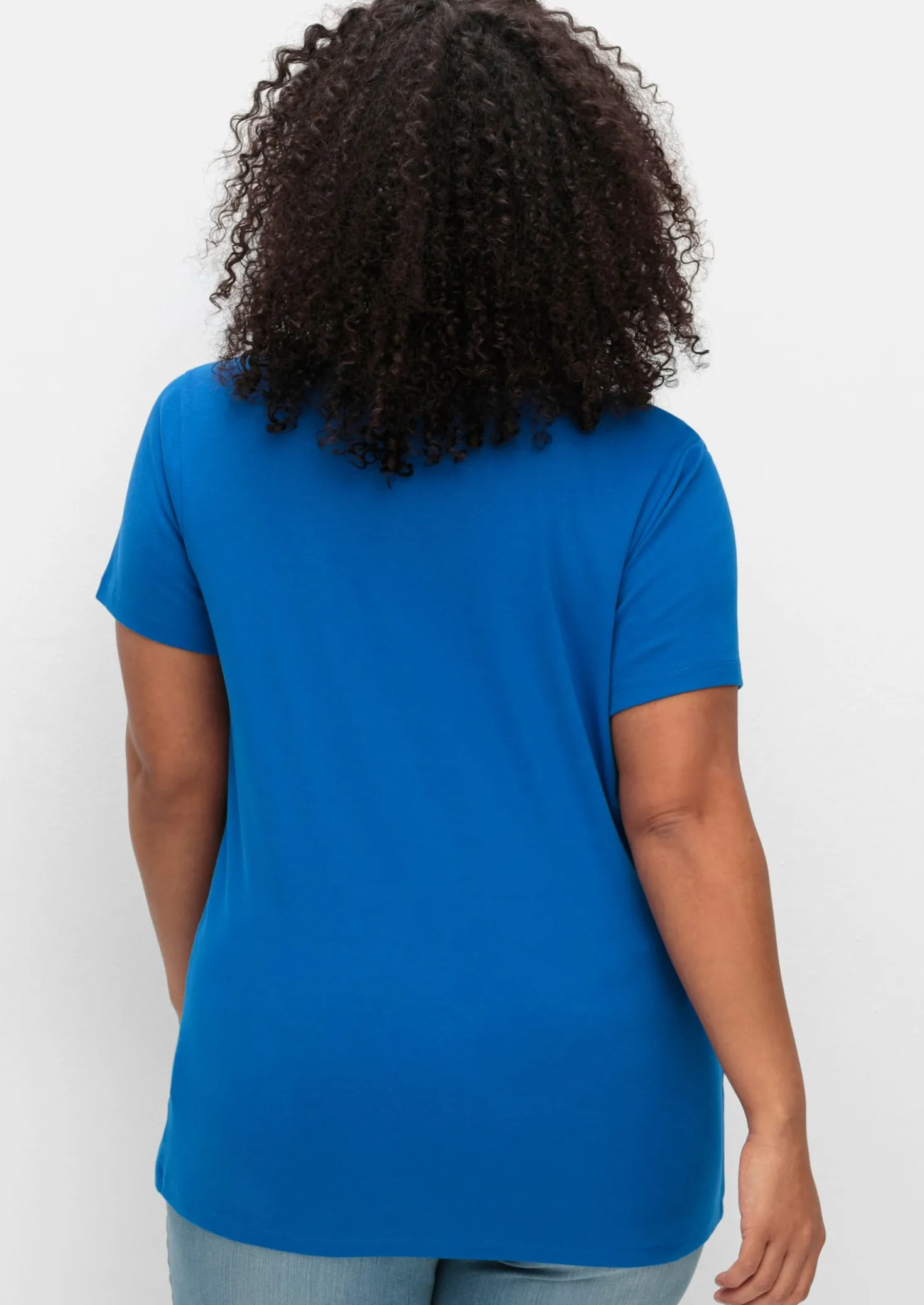 T-Shirt mit V-Ausschnitt, Rippqualität