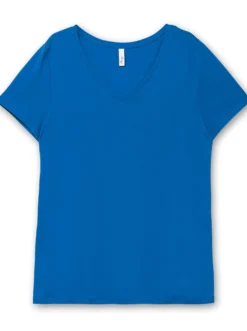 T-Shirt mit V-Ausschnitt, Rippqualität