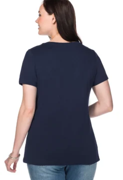 T-Shirt mit V-Ausschnitt, Rippqualität