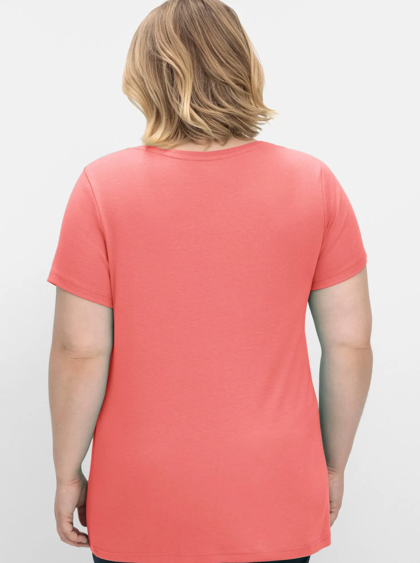 T-Shirt mit V-Ausschnitt, Rippqualität