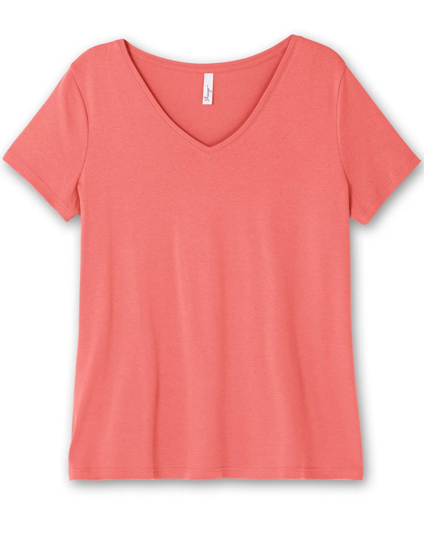 T-Shirt mit V-Ausschnitt, Rippqualität