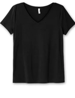 T-Shirt mit V-Ausschnitt, Rippqualität