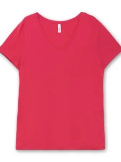 T-Shirt mit V-Ausschnitt, Rippqualität