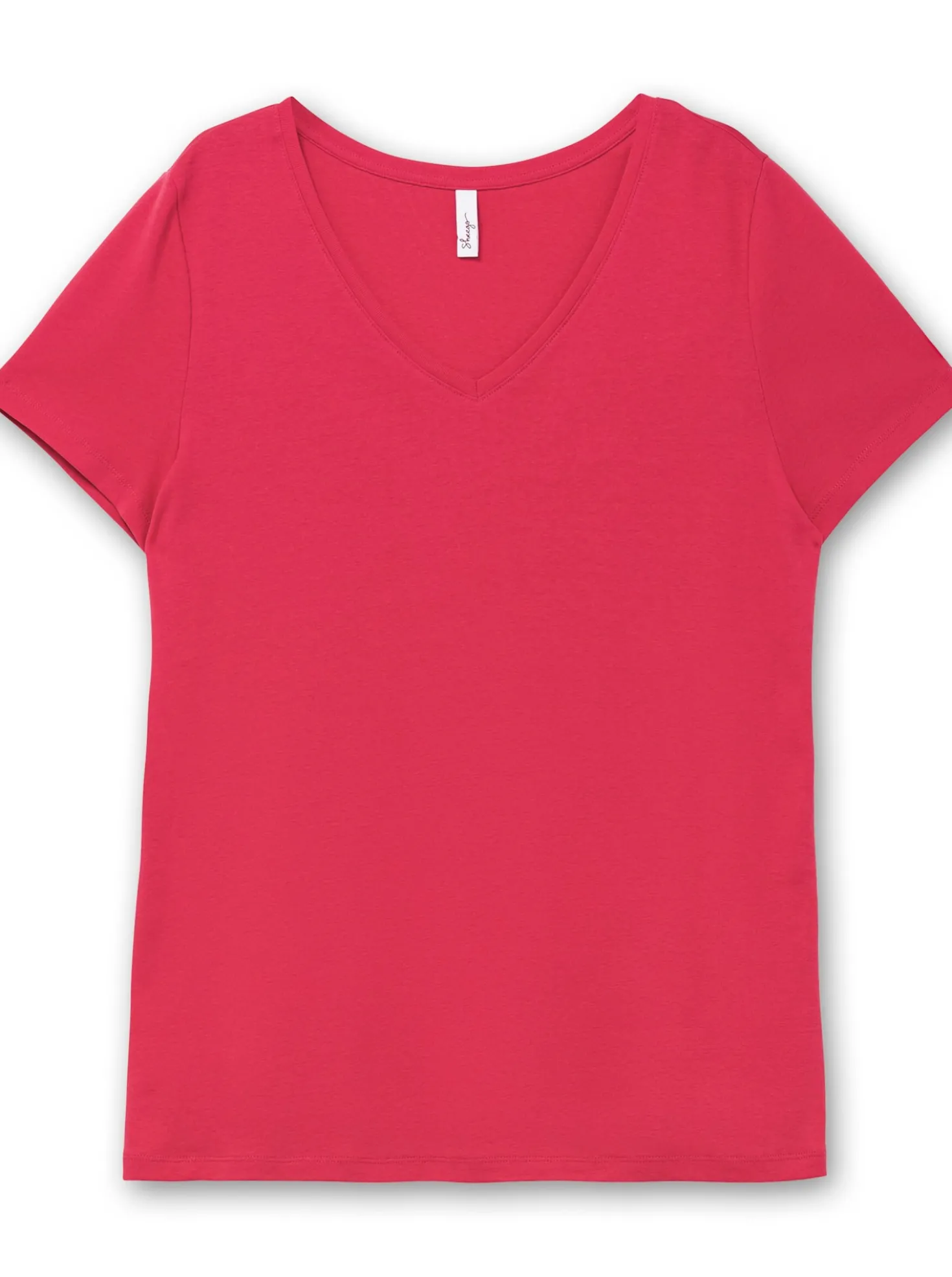T-Shirt mit V-Ausschnitt, Rippqualität