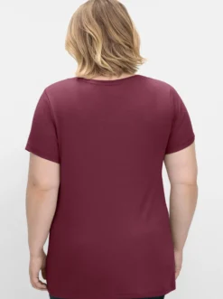 T-Shirt mit V-Ausschnitt, Rippqualität