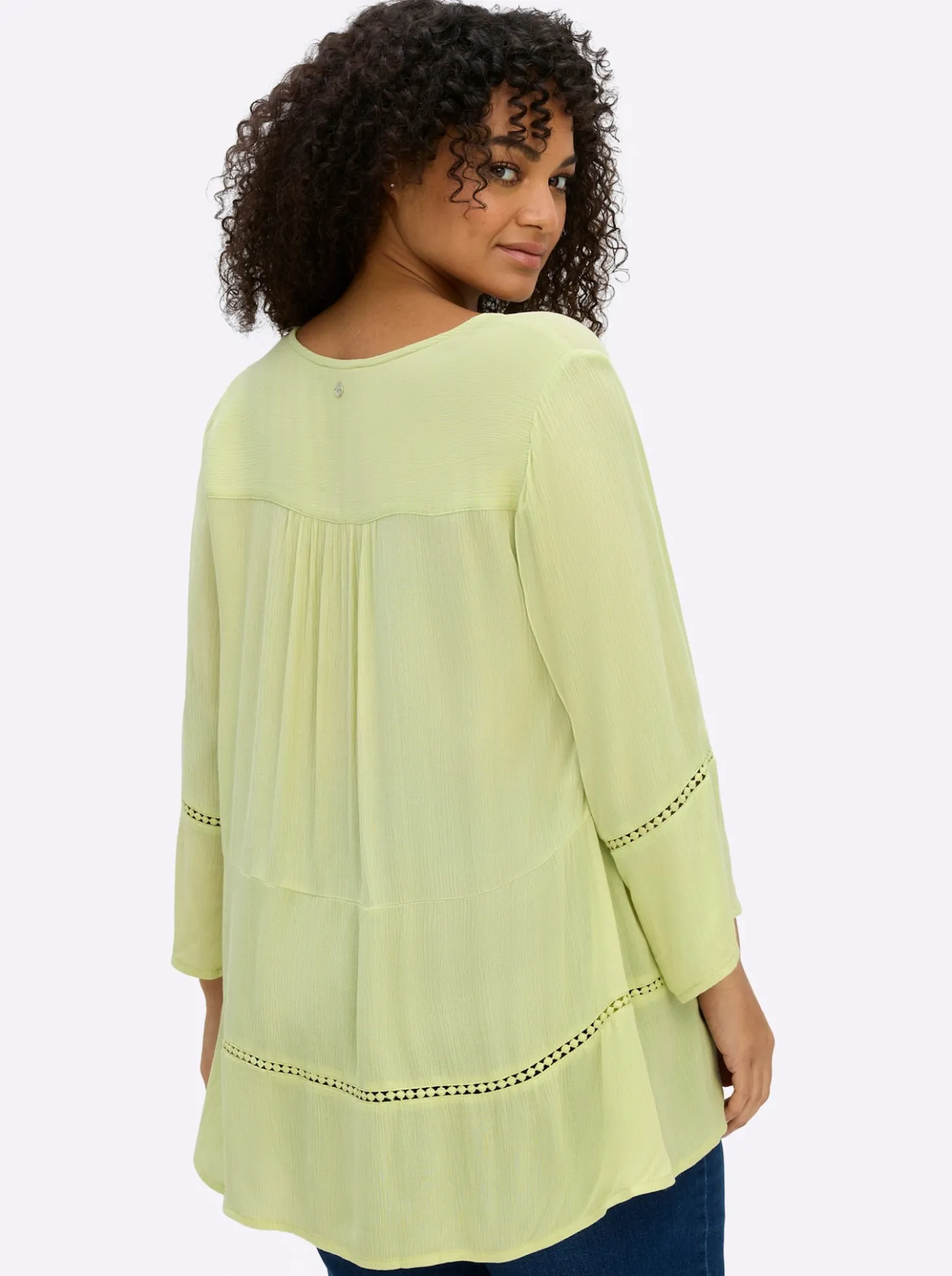 Tunika mit 3/4-Arm und Lochmusterborte