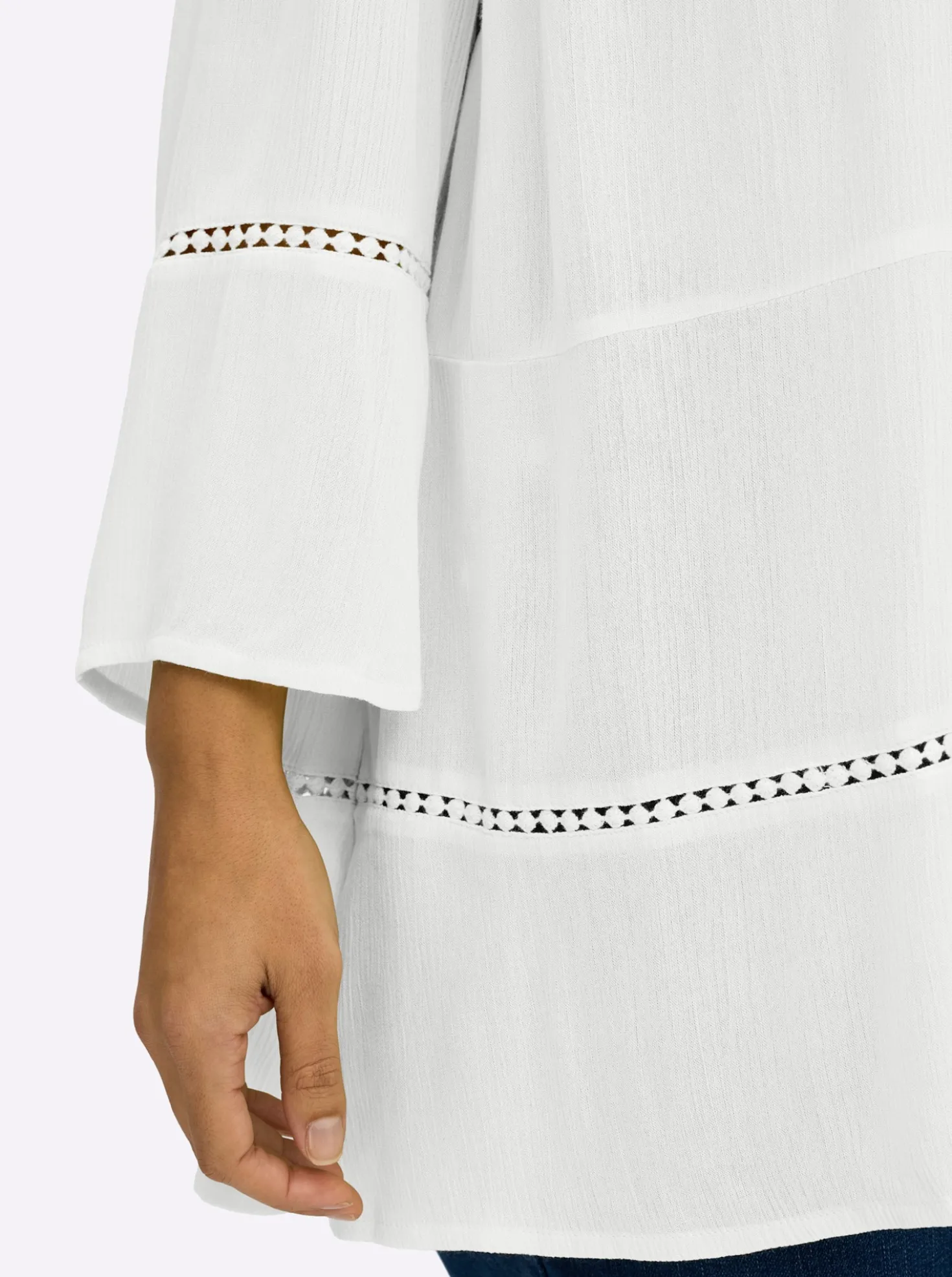 Tunika mit 3/4-Arm und Lochmusterborte