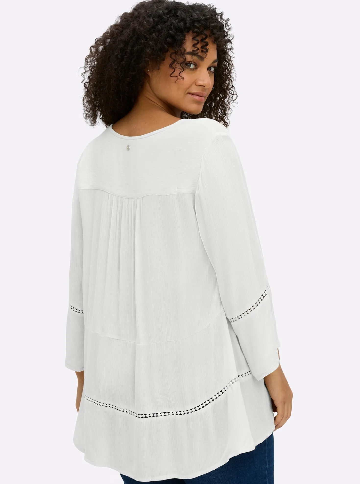 Tunika mit 3/4-Arm und Lochmusterborte