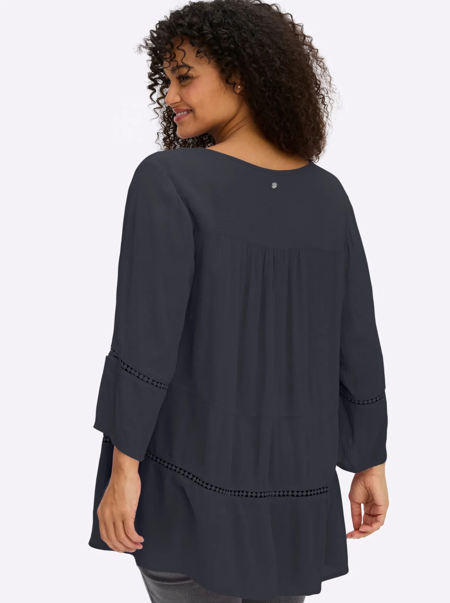 Tunika mit 3/4-Arm und Lochmusterborte