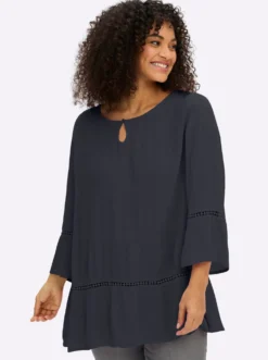 Tunika mit 3/4-Arm und Lochmusterborte