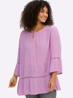 Tunika mit 3/4-Arm und Lochmusterborte