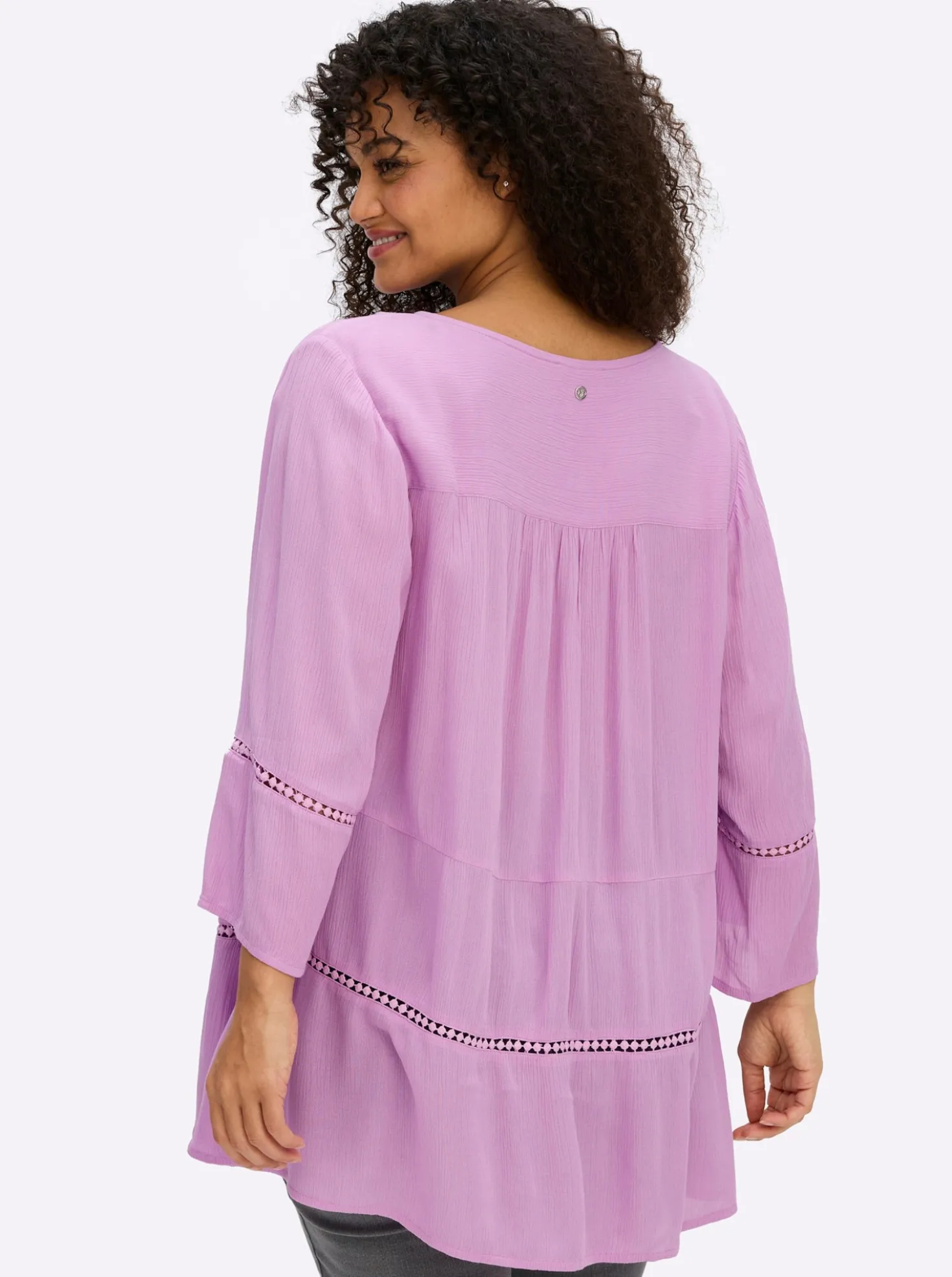 Tunika mit 3/4-Arm und Lochmusterborte