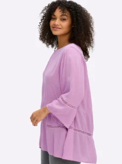 Tunika mit 3/4-Arm und Lochmusterborte