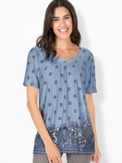 Tunikashirt mit Raffung am Ausschnitt