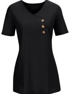Tunikashirt mit Zierknöpfen in Holz-Optik