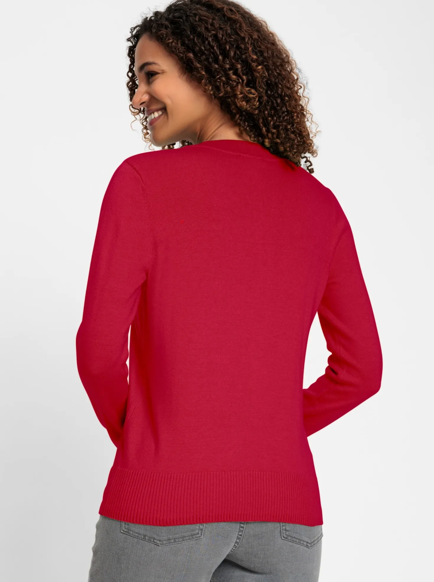 V-Ausschnitt-Pullover aus Feinstrick