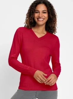 V-Ausschnitt-Pullover aus Feinstrick