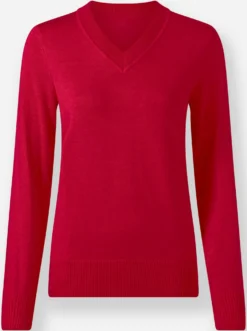 V-Ausschnitt-Pullover aus Feinstrick