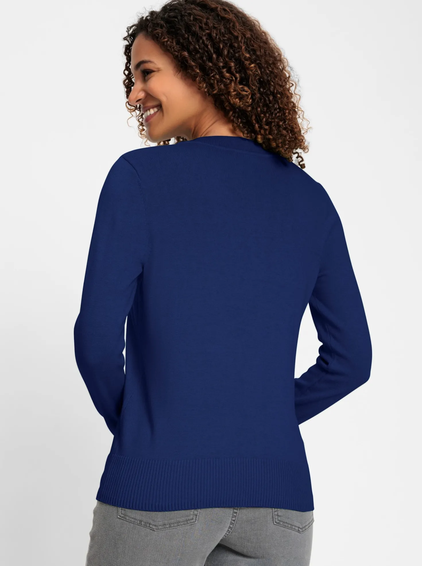 V-Ausschnitt-Pullover aus Feinstrick