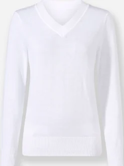V-Ausschnitt-Pullover aus Feinstrick