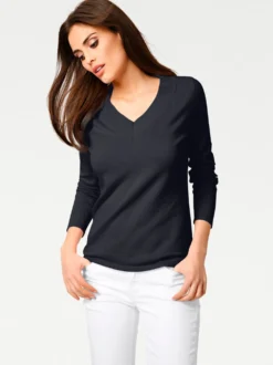 V-Ausschnitt-Pullover aus reiner Baumwolle