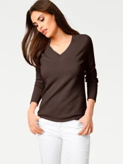 V-Ausschnitt-Pullover aus reiner Baumwolle